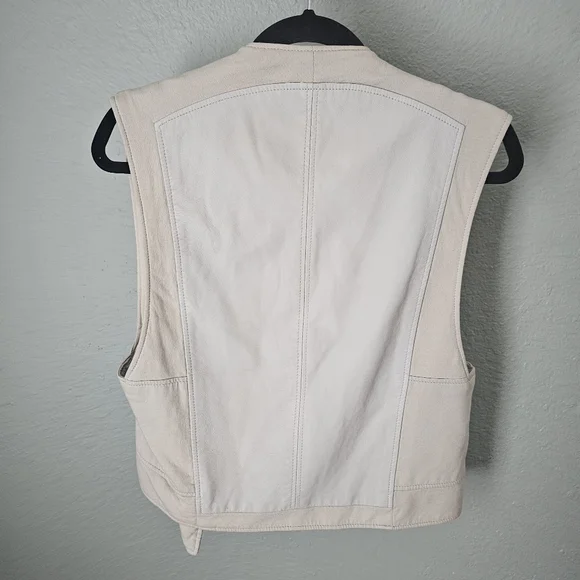 Helmut Lang Lambskin Leather Vest Size S Light Gray Neutral Zipper - Picture 7 of 9